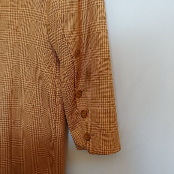KS. Klaus Steilmann Vintage Light Peach and Brown Plaid Womens Blazer38 - Picture 10 of 15
